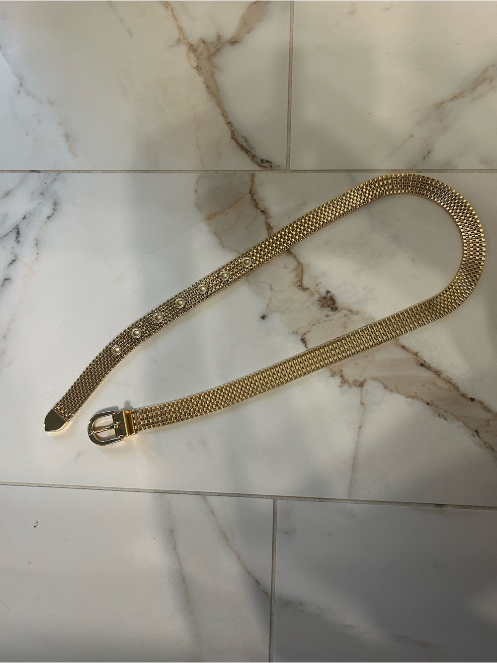 J.Crew Gold Mesh Watchband Chain Belt Adjustable Buckle OS